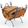 Woodfield Vintage Iron Log Rack with leather carrier